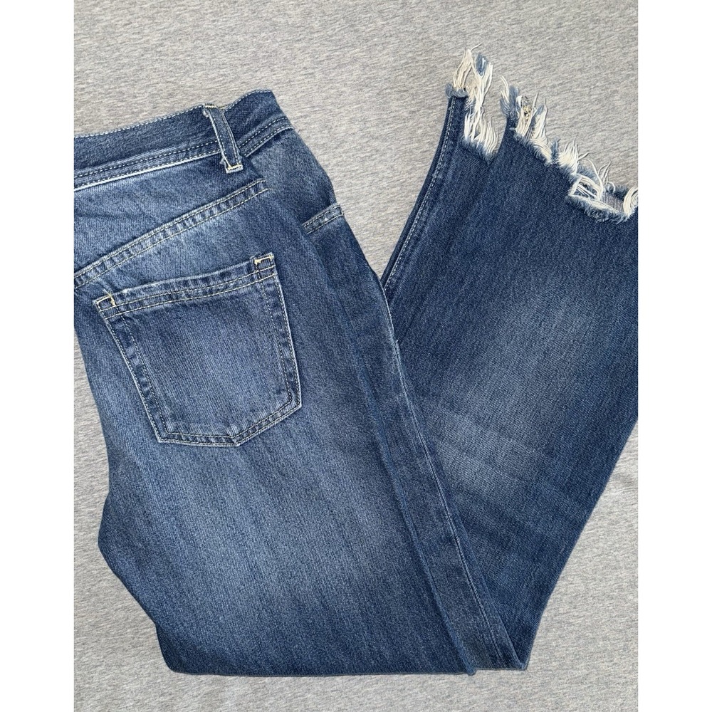 Free People We The Free Women Size 25‎ Jeans Medium Wash Straight Leg Raw Hem